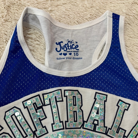Justice Girls size 10 Softball tank top and softball mesh shorts set - Picture 13 of 15